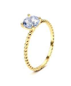 Gold Plated CZ Silver Ring NSR-2580-GP